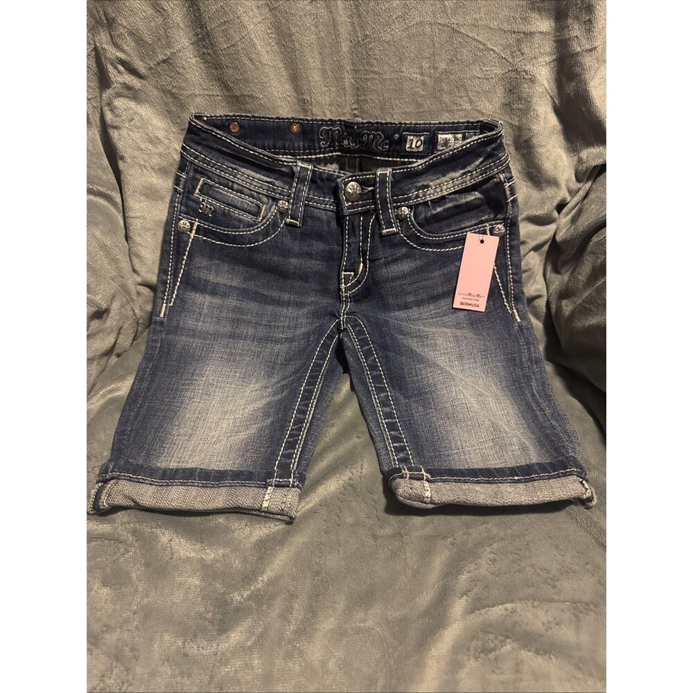 Miss Me Bermuda Shorts Girls Size 10 Denim Embroidered Cross Pocket JK5452M2